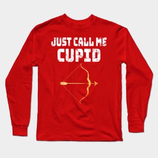 Just Call Me Cupid Retro cute archer bow Arrow Valentine Day by love Happy Valentines vintage image Valentine's Relationship Classic Long Sleeve T-Shirt